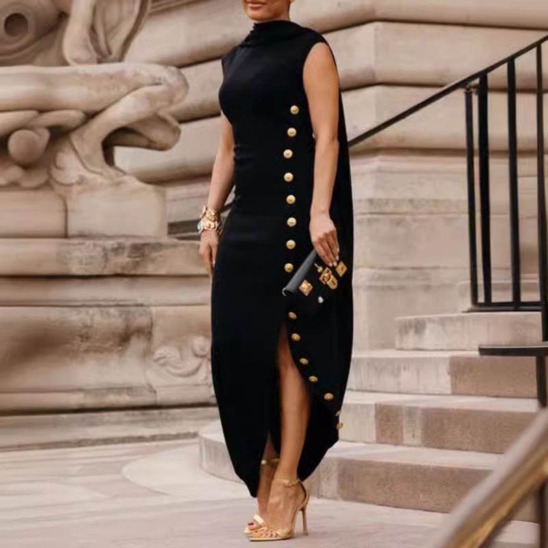 Elegant Shawl Collar Ankle-Length Evening Dress for Ladies - Emprize360