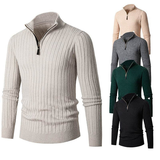 Men's Long-sleeved Half-turtleneck Zip-up Sweater - Emprize360