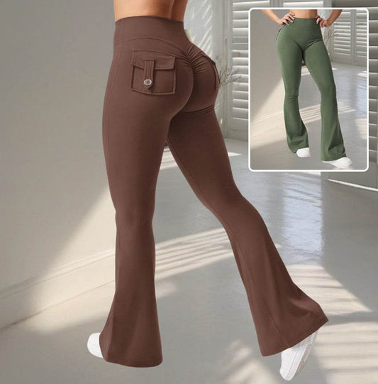 High Waist Scrunch Butt Flared Yoga & Workout Leggings with Pockets – Booty Lifting Sports Trousers for Fitness - Emprize360